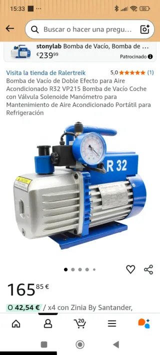 Bomba de vacío con manómetro R32