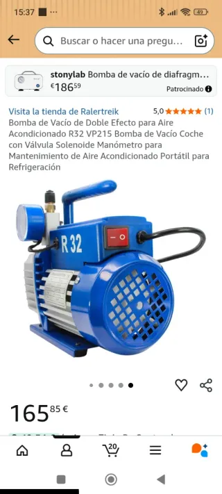 Bomba de vacío con manómetro R32