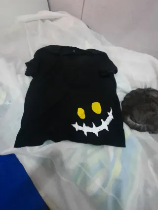 Camiseta negra con cara de Halloween XL