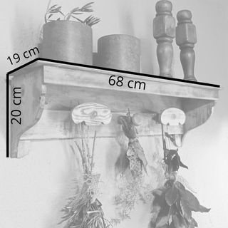 Colgador madera antiguo con repisa