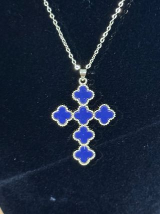 Collar y Pendiente Cruz 14k Laminado Rosa