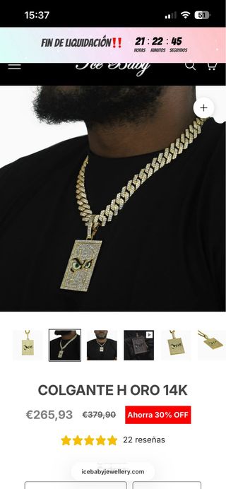 Cadena Hanzel la H Icebaby Oro y Verde