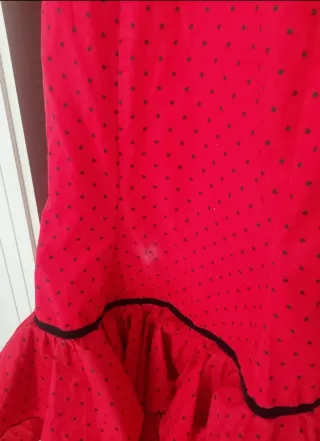 Traje Flamenca Rojo Lunar Negro