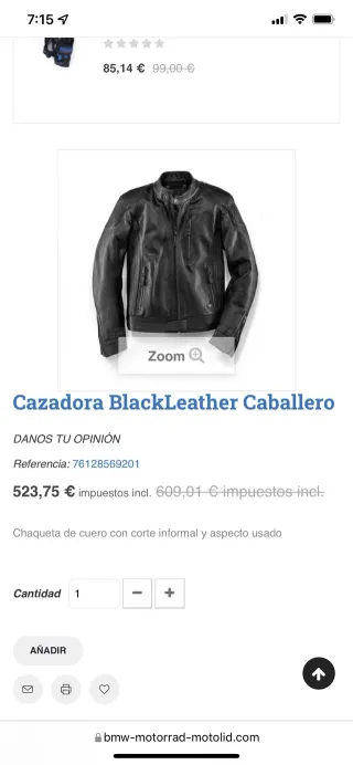 Cazadora Cuero BMW Negra