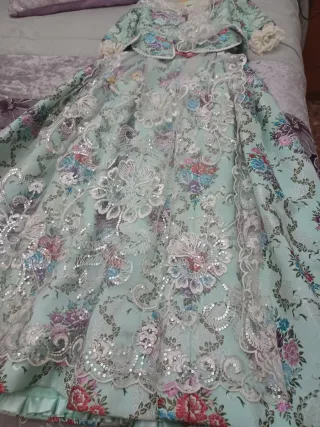Traje Fallera Niña Verde Agua 9/10 Años