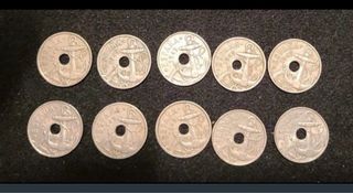 10 Monedas 50 Céntimos con Agujero 1941-1963