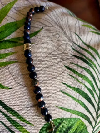 Bracciale pietre dure blu con dettaglio silver