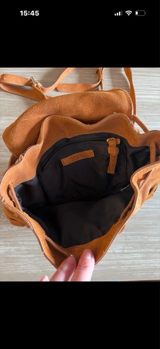 Mochila bolso Zara ante marrón