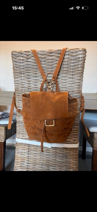 Mochila bolso Zara ante marrón