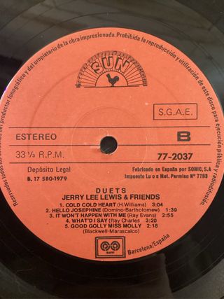Jerry Lee Lewis and friends Duets LP
