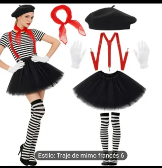 Disfraz Mimo Mujer Talla M, 7 piezas