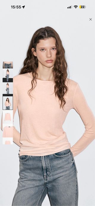 Camiseta Massimo Dutti manga larga rosa Talla S