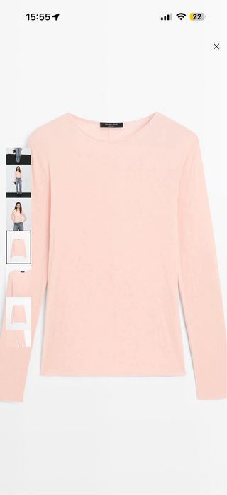 Camiseta Massimo Dutti manga larga rosa Talla S