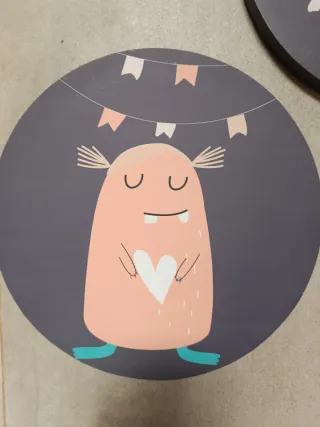 Lote 3 cuadros infantiles monstruos