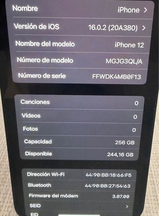 iPhone 12 Negro 256GB