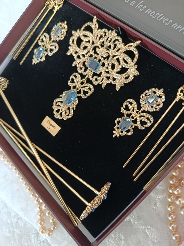 Aderezo Fallera Oro Aguamarina