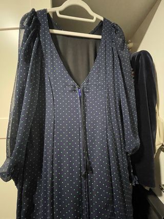 Vestido Flamenca Aurora Gaviño Azul con lunares