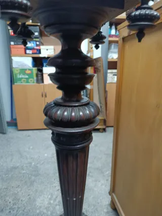 Antiguo Pedestal / Columna de Madera Tallada- 1880