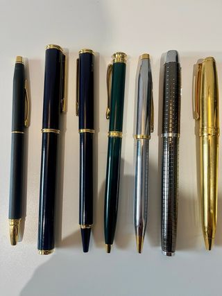 Lote 15 bolígrafos chapados en oro + 1 mechero