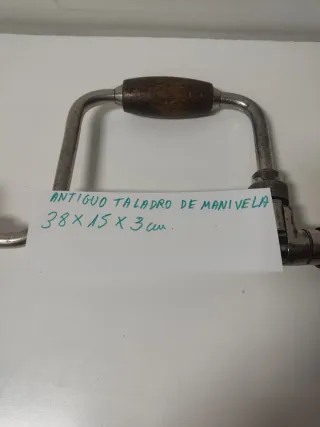 Taladro antiguo de manivela + 5 brocas