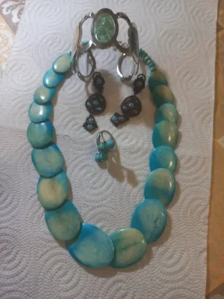 Conjunto Joyas Collar Pulsera Pendientes Anillo