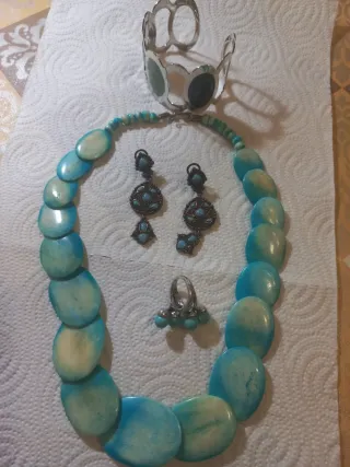 Conjunto Joyas Collar Pulsera Pendientes Anillo