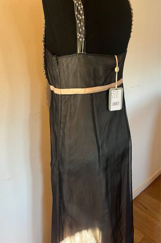 Vestido de fiesta Hoss Intropia negro/faja rosa