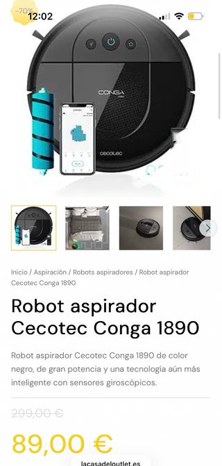 Robot Aspirador Cecotec Conga 1890