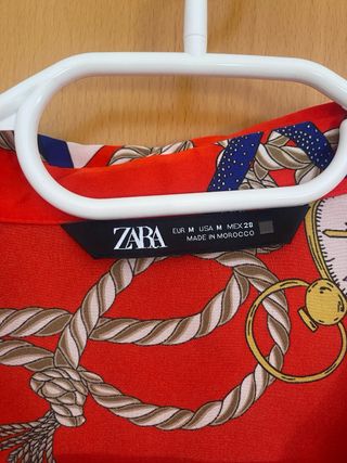 Blusa Zara Seda Estampada Náutica Talla M