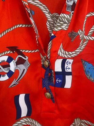 Blusa Zara Seda Estampada Náutica Talla M