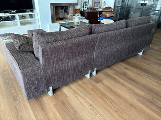 Sofá modular tela marrón y multicolor