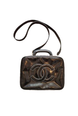 Borsa Chanel Vanity Case Pelle Vernice Nera