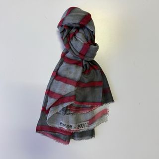 Sciarpa a righe grigio e rosa