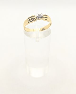 Solitario oro combinado 18k circonita, 2.37g, T-19