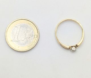 Solitario oro combinado 18k circonita, 2.37g, T-19