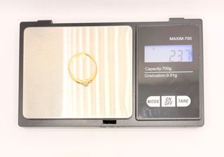 Solitario oro combinado 18k circonita, 2.37g, T-19