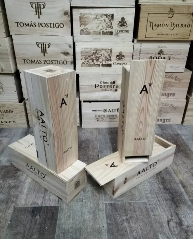 Pack 4 cajas de madera con tapa