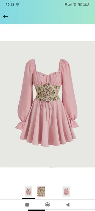 Vestido rosa manga larga