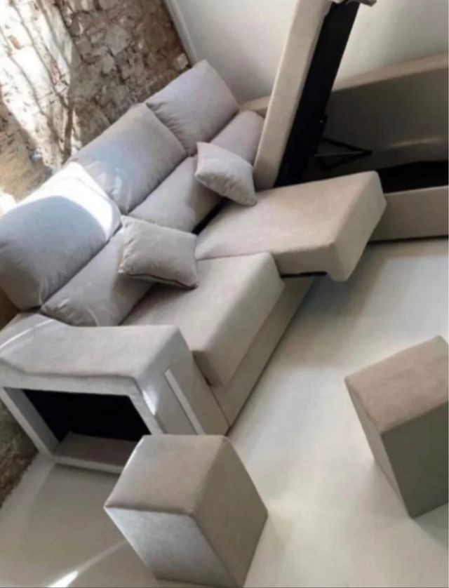 Sofá modular beige y gris
