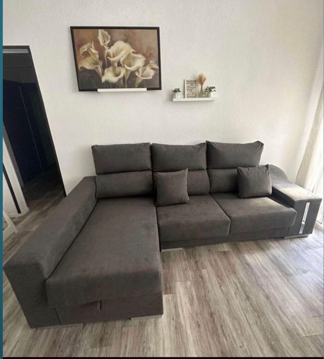 Sofá modular beige y gris