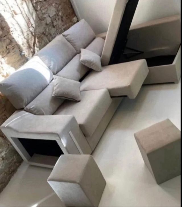 Sofá modular beige y gris
