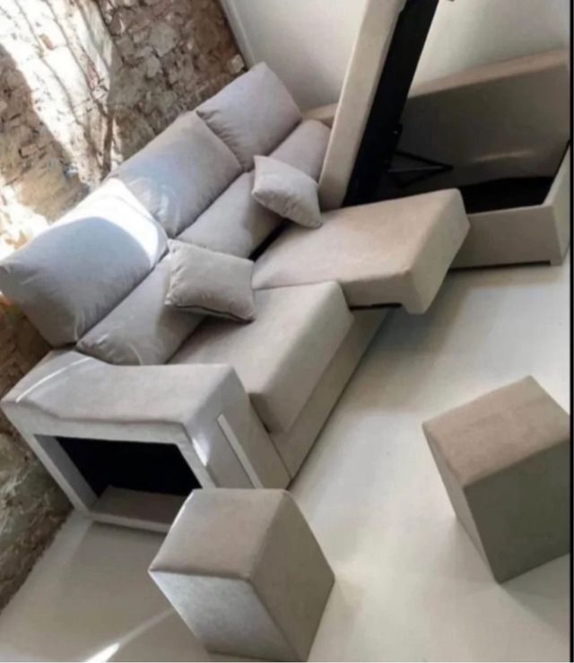 Sofá modular beige y gris