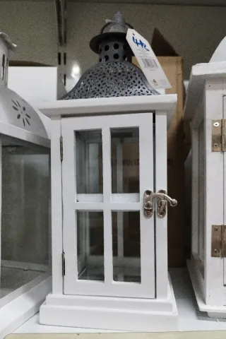 Lanterna porta candela in legno 35 cm