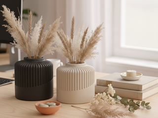 Set 2 Jarrones Japandi Negro y Beige