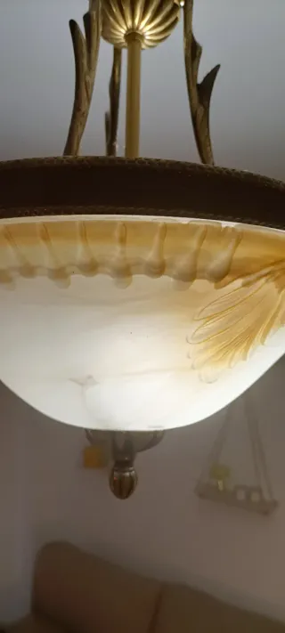 Lámpara de salón/comedor dorada bronce translúcida