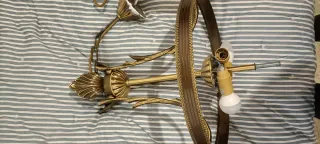 Lámpara de salón/comedor dorada bronce translúcida