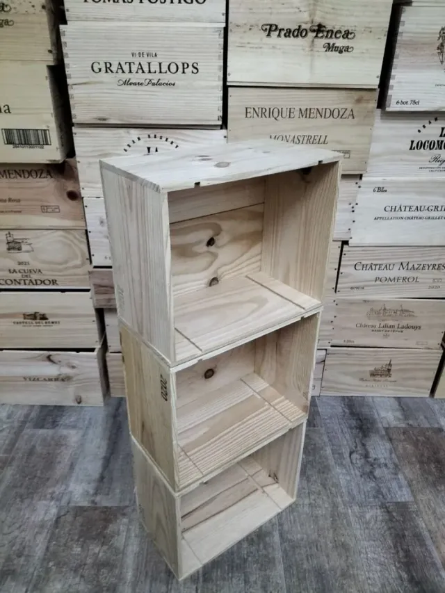 Pack 3 cajas de madera estanterias