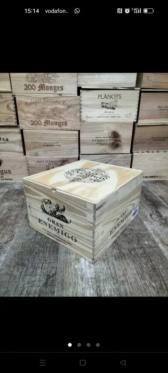 Caja de vino de madera decorativa con tapa