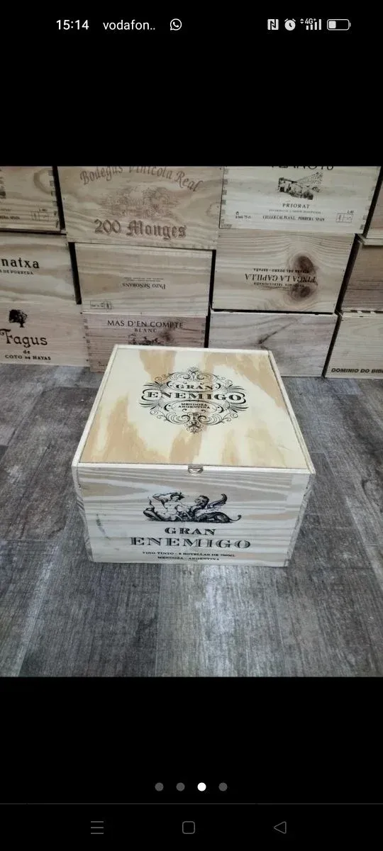 Caja de vino de madera decorativa con tapa