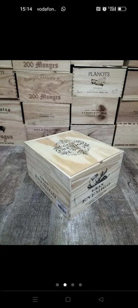 Caja de vino de madera decorativa con tapa